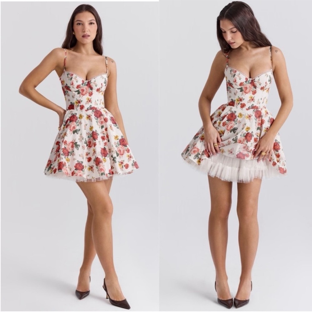 House of CB Floral Mini Dress - Pink and White
